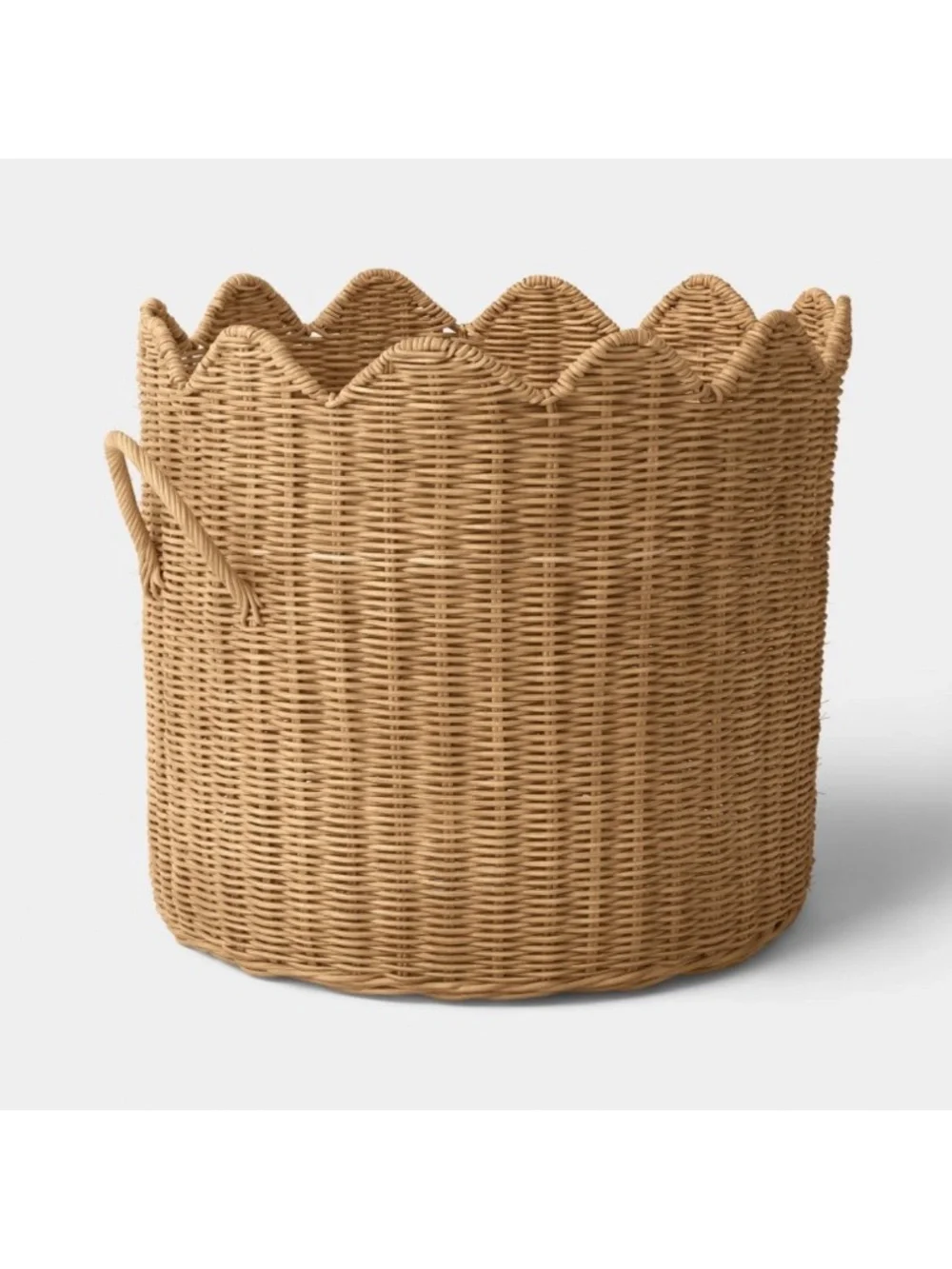 Scalloped Edge Woven Natural Rattan Basket - Threshold